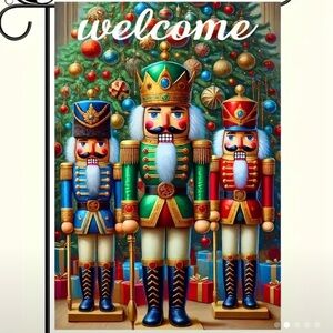 NIP 1pc, 12x18” Nutcrackers Flag, Linen ~Weatherproof Double Sided Printed